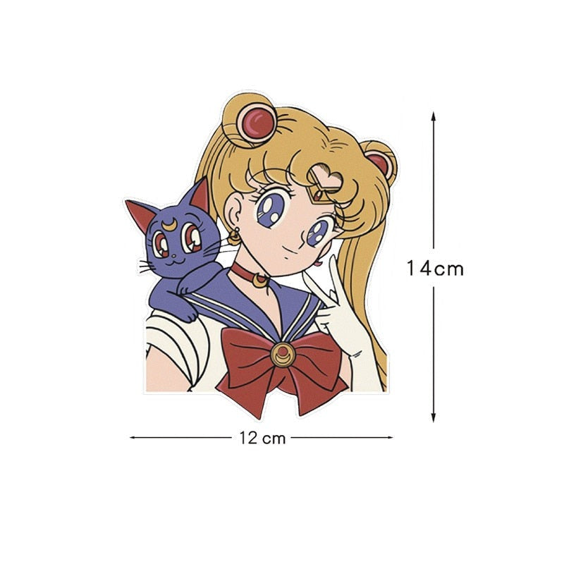 Sailor Moon And Luna 'Peace Sign' Vinyl Car Peeker Sticker
