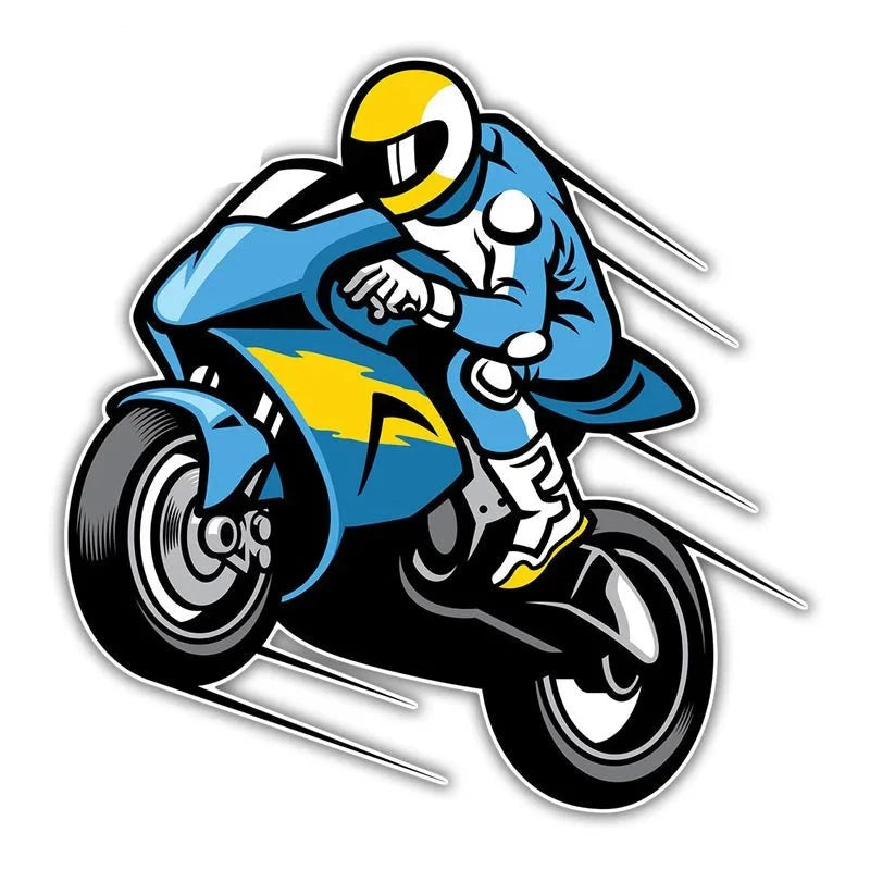 Motorbike Rider 'Blue Suit' Vinyl Car Sticker