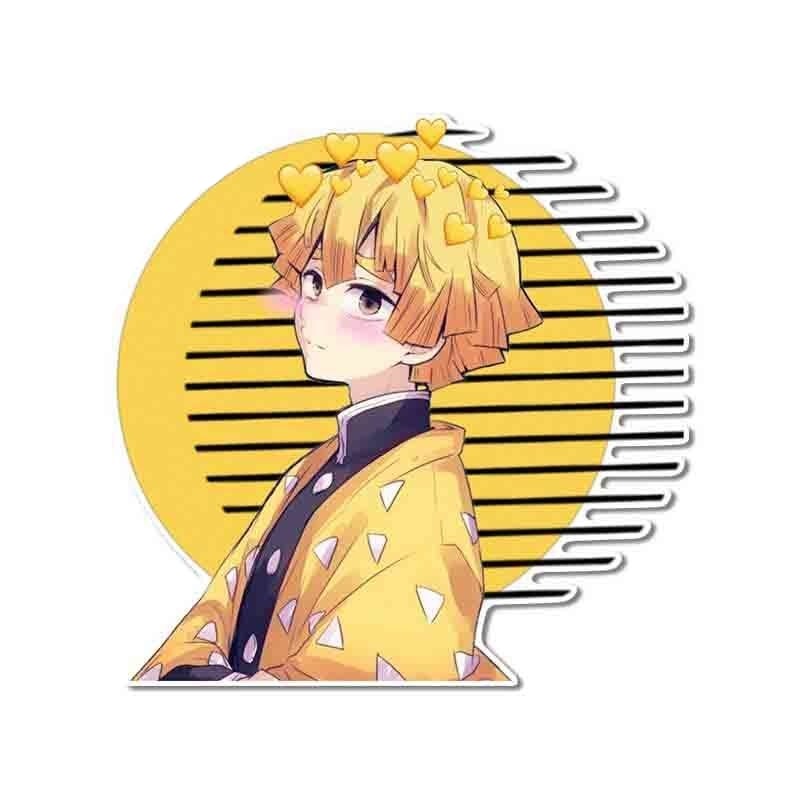 Demon Slayer 'Zenitsu | Yellow Hearts | Flushed' Vinyl Car Sticker