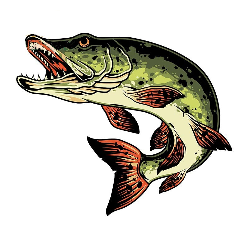 Fish 'Muskellunge | Black And Green' Vinyl Car Sticker