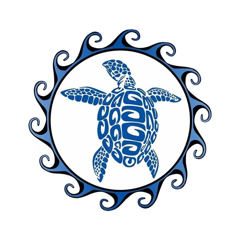 Sea Turtle Sun 'Polynesian and Hawaiian Tribal' Vinyl Car Sticker