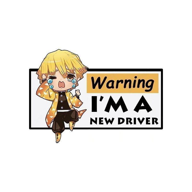 Warning I'm A New Driver 'Zenitsu | Annoyed' Vinyl Car Sticker
