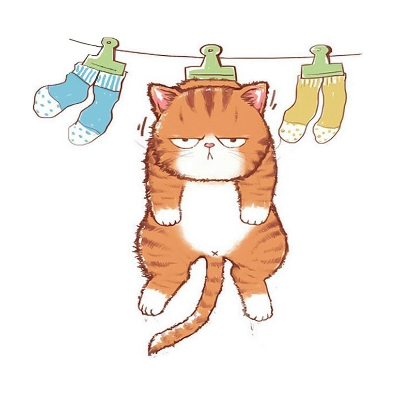 Cute 'Fat Cat | Hanging' Vinyl Car Sticker