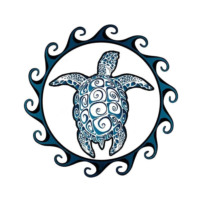 Sea Turtle Sun 'Jigsaw Puzzle Tribal' Vinyl Car Sticker