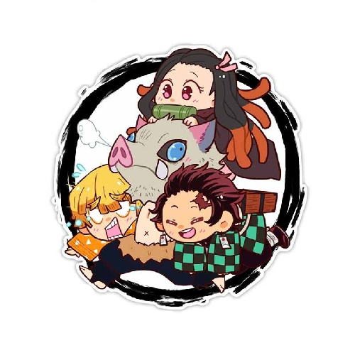 Demon Slayer 'Zenitsu-Inosuke-Tanjiro-Nezuko | Running Together' Vinyl Car Sticker