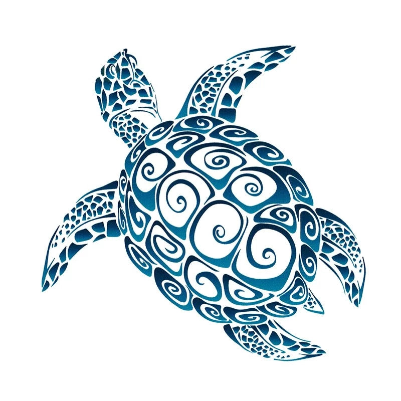 Sea Turtle 'Jigsaw Puzzle Tribal' Vinyl Car Sticker
