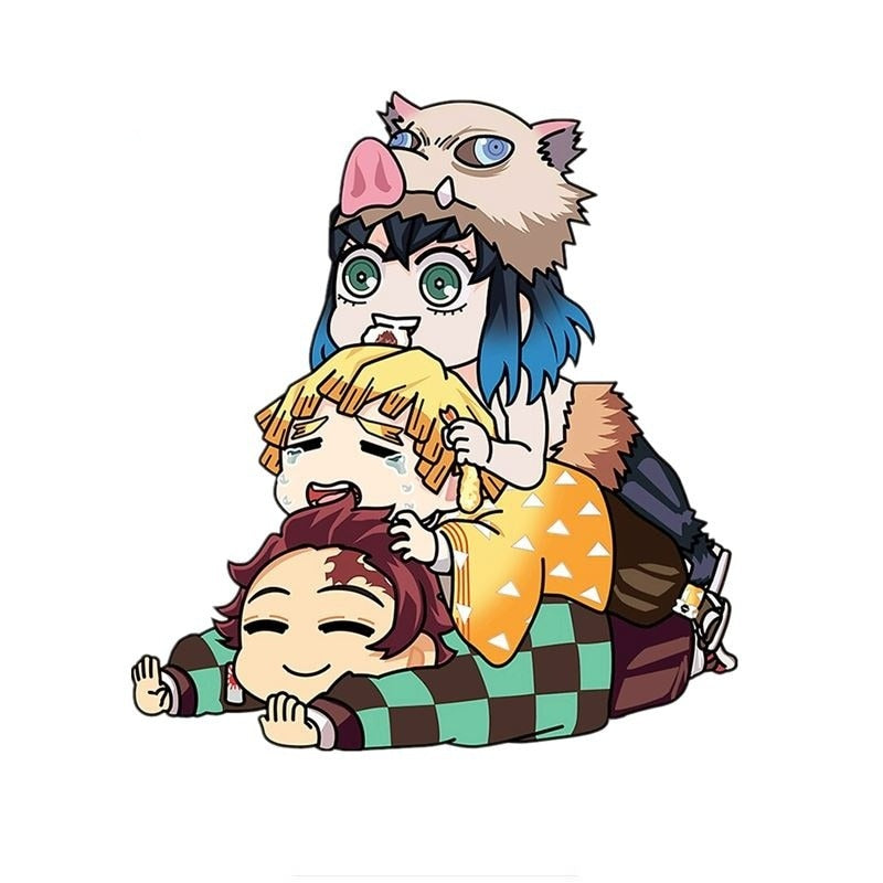 Demon Slayer 'Tanjiro-Zenitsu-Inosuke | Playing' Vinyl Car Sticker