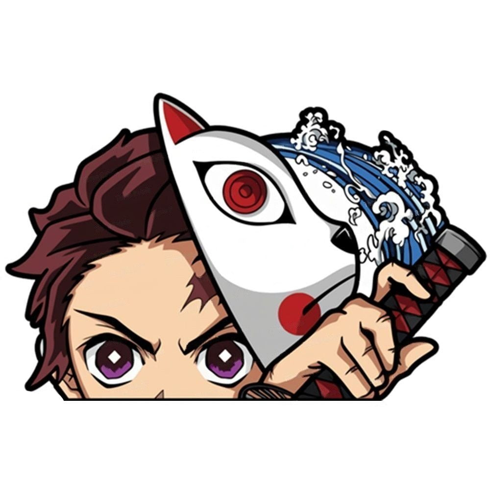 Demon Slayer 'Tanjiro | Fox Mask | Prepared' Vinyl Car Peeker Sticker