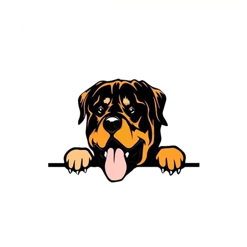 Rottweiler 'Peeking Dog | Gasping' Vinyl Car Peeker Sticker