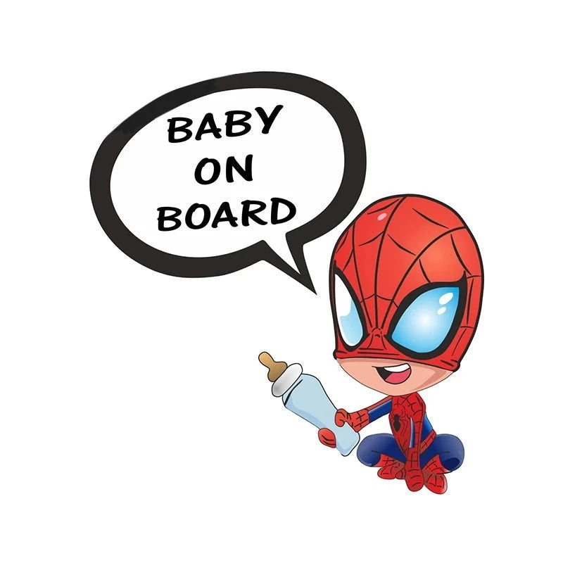 Spider-Man 'Baby On Board | Holding Baby Bottle' Vinyl Car Sticker