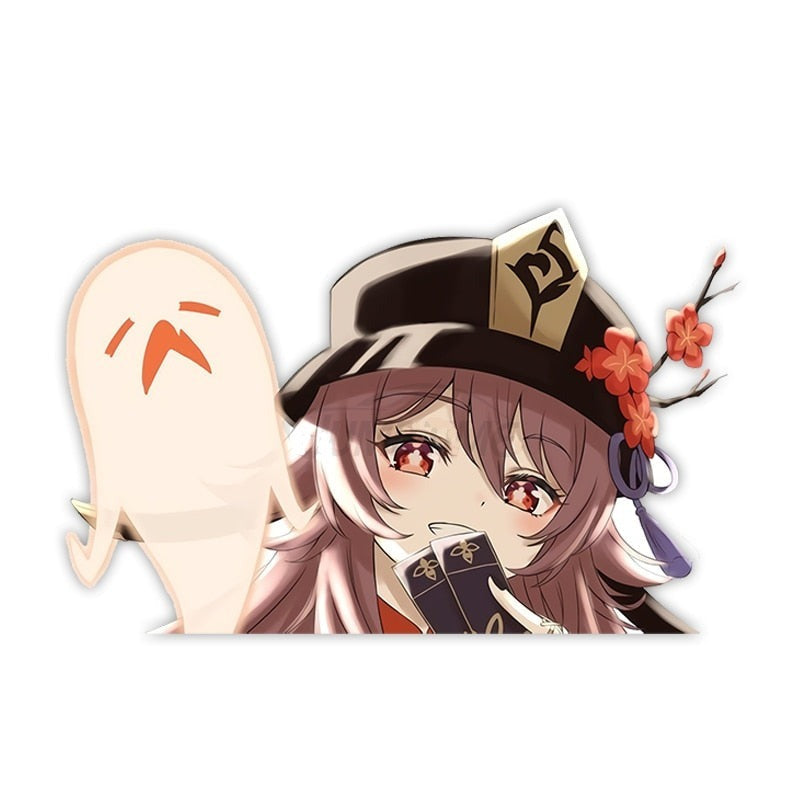 Genshin Impact 'Hu Tao | Holding Card' Vinyl Car Peeker Sticker