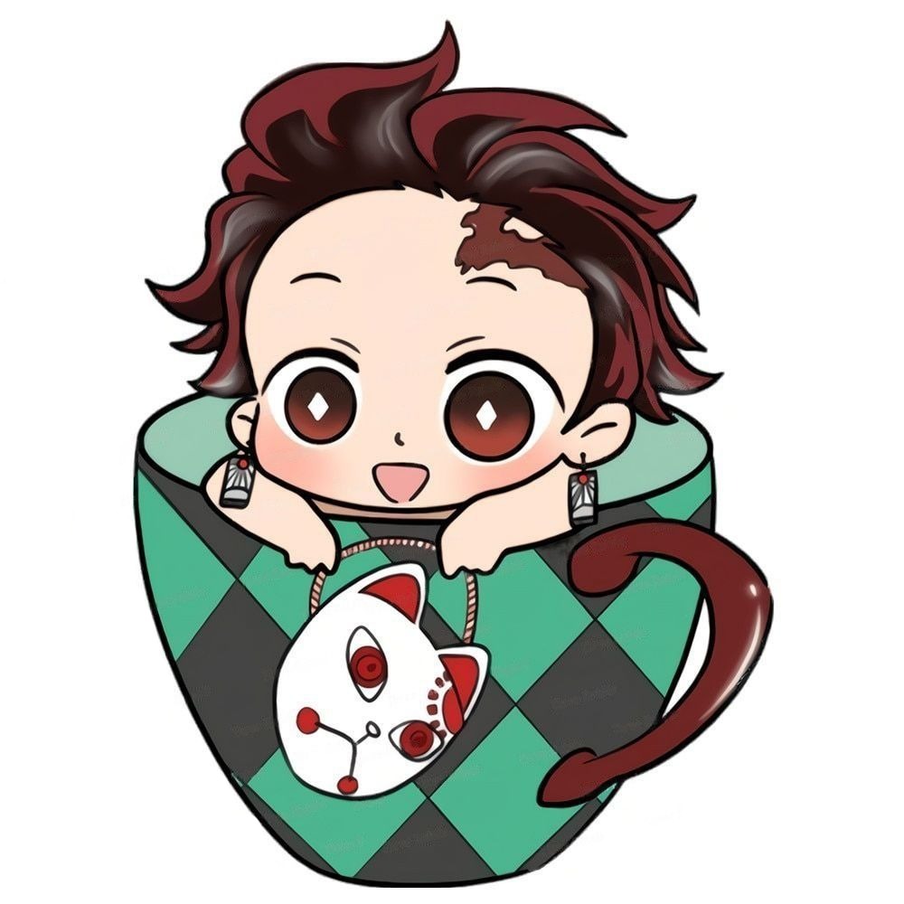 Demon Slayer 'Baby Tanjiro In A Cup | Warding Mask' Vinyl Car Sticker