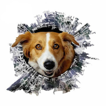 Broken Glass 'English Shepherd Dog | Waiting' Car Window Vinyl Sticker