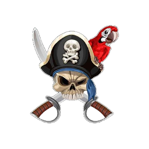 Skull Pirate 'Peeking Parrot And Crossed Swords' Vinyl Car Sticker