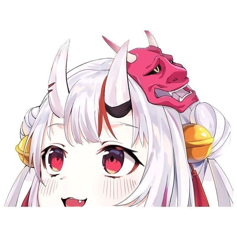 Virtual YouTuber 'Nakiri Ayame | Amazed' Vinyl Car Peeker Sticker