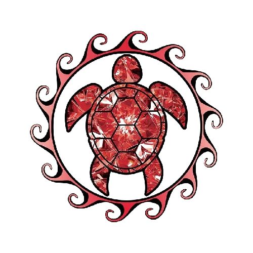 Tribal Sea Turtle Sun 'Red Garnet' Vinyl Car Sticker
