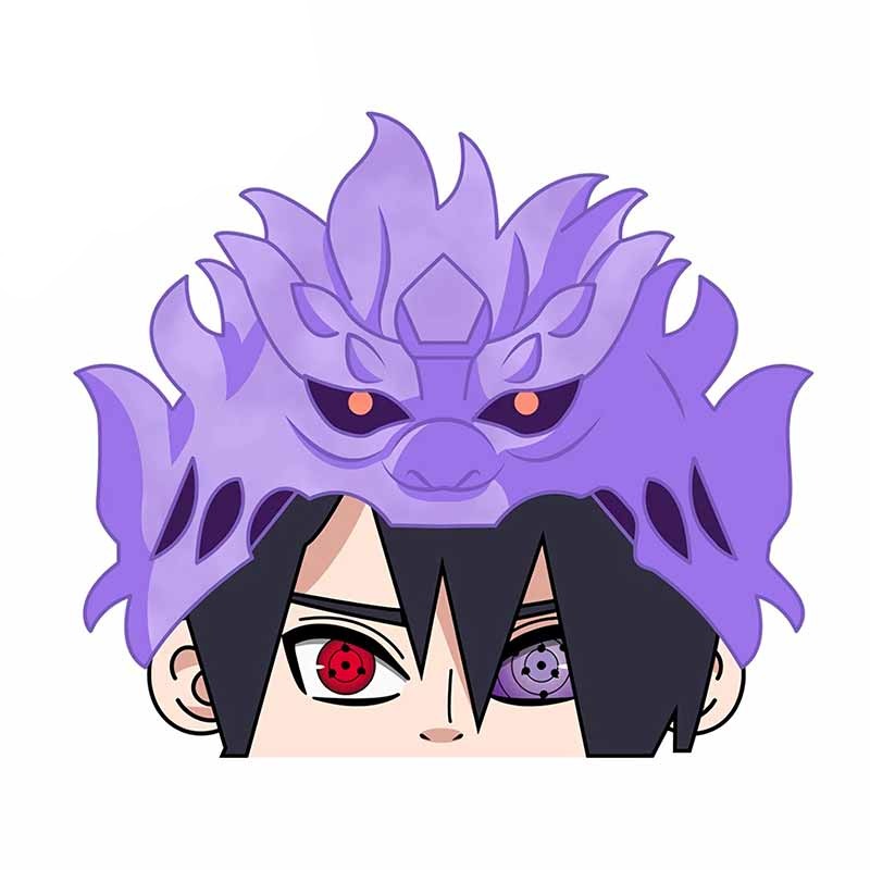 Naruto 'Sasuke's Sharingan And Rinnegan Eyes | Susanoo Hat' Vinyl Car Peeker Sticker