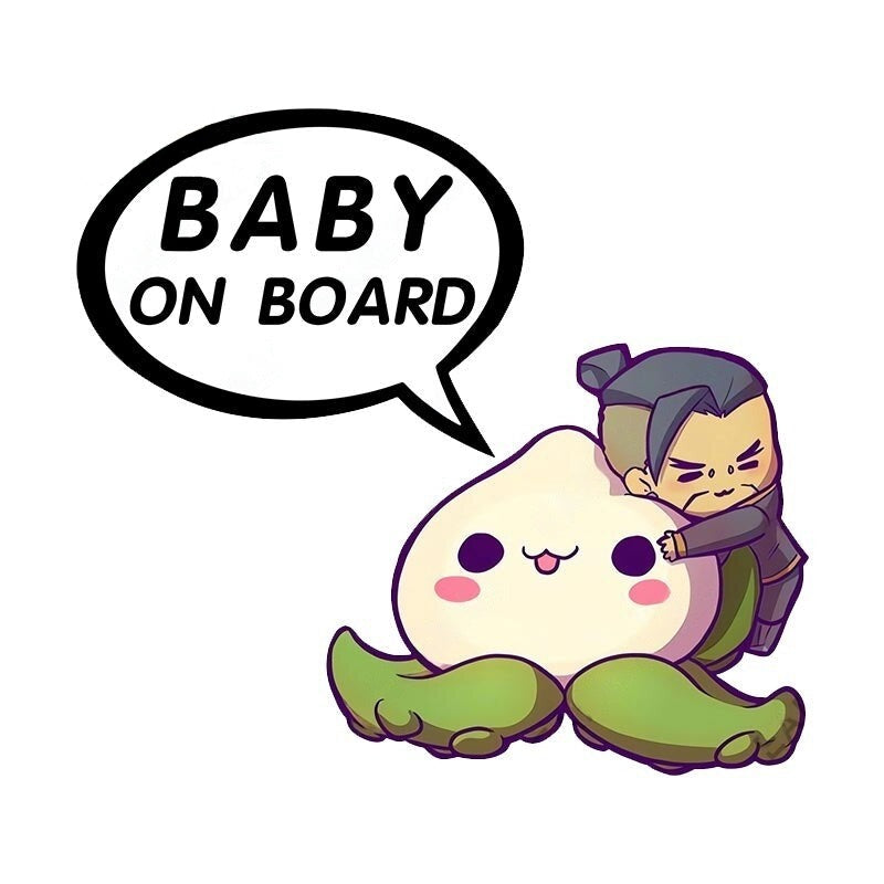 Overwatch 'Hanzo Hugging Pachimari | Baby On Board' Vinyl Car Sticker