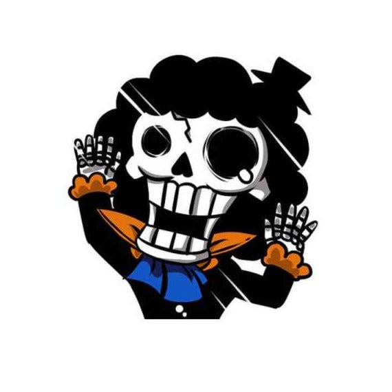 One Piece 'Brook | Pressed Face' Vinyl Car Sticker – Sticker Tuned