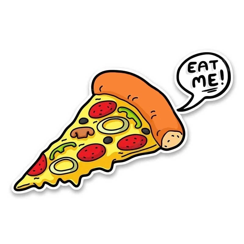 Food 'Cheesy Pizza Slice | Eat Me!' Vinyl Car Sticker