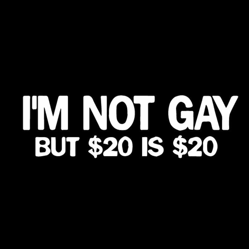 Funny 'I'm Not Gay But $20 Is $20 | 2.0' Vinyl Car Sticker