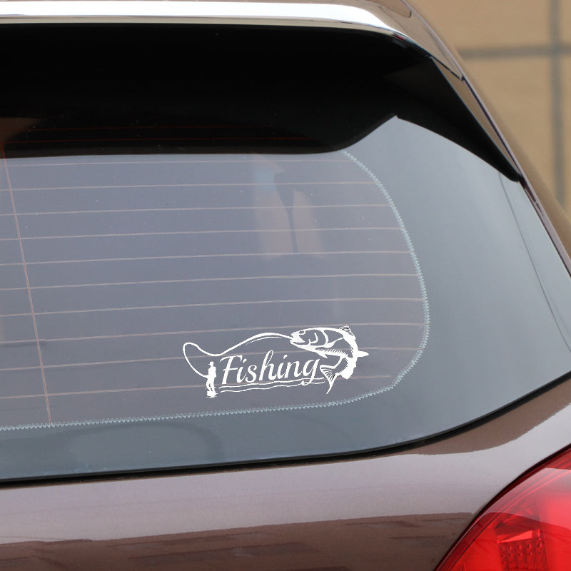 Cool 'Fishing | Silver' Vinyl Car Sticker