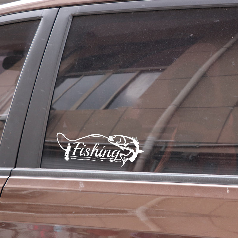Cool 'Fishing | Silver' Vinyl Car Sticker
