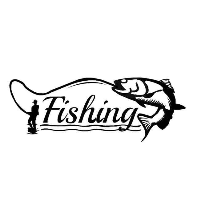 Cool 'Fishing | Black' Vinyl Car Sticker