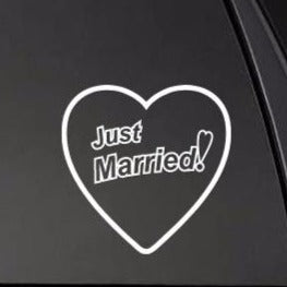 Cute 'Just Married | Heart' Vinyl Car Sticker