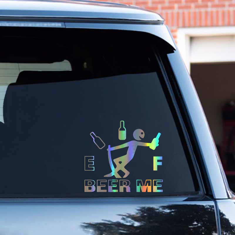 Funny Fuel Tank 'E | F | Beer Me' Vinyl Car Sticker