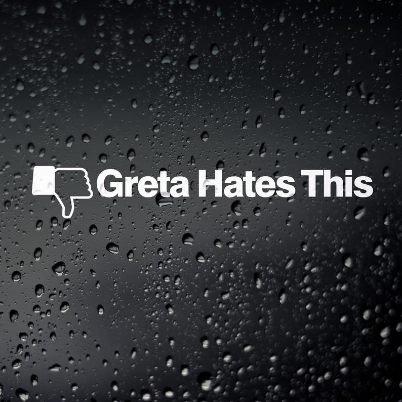 Funny 'Greta Hates This | Thumbs Down' Vinyl Car Sticker