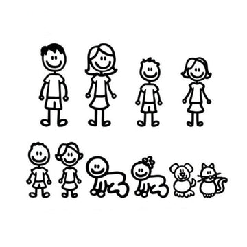 Cute Family 'Cartoon Drawing' Vinyl Car Sticker