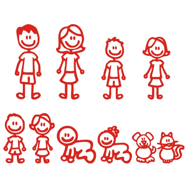 Cute Family 'Cartoon Drawing' Vinyl Car Sticker