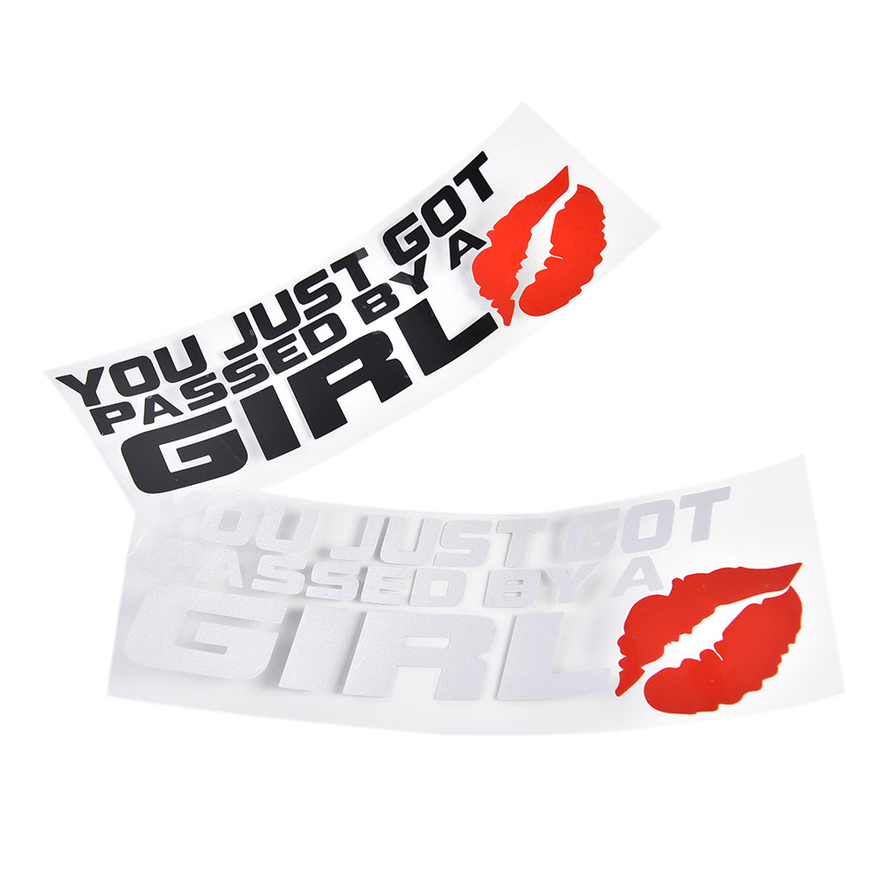 Funny 'You Just Got Passed By A Girl | Kiss Mark' Vinyl Car Sticker