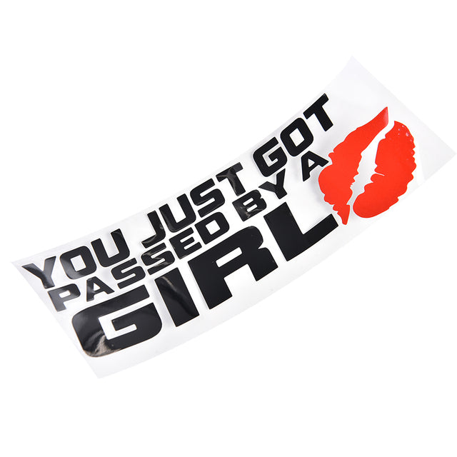 Funny 'You Just Got Passed By A Girl | Kiss Mark' Vinyl Car Sticker