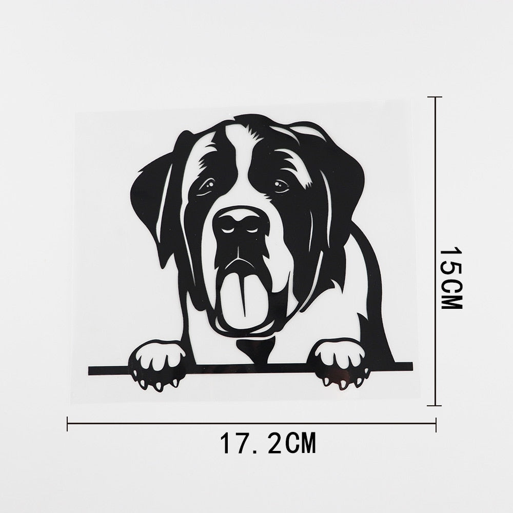St. Bernard Vinyl Car Peeker Sticker