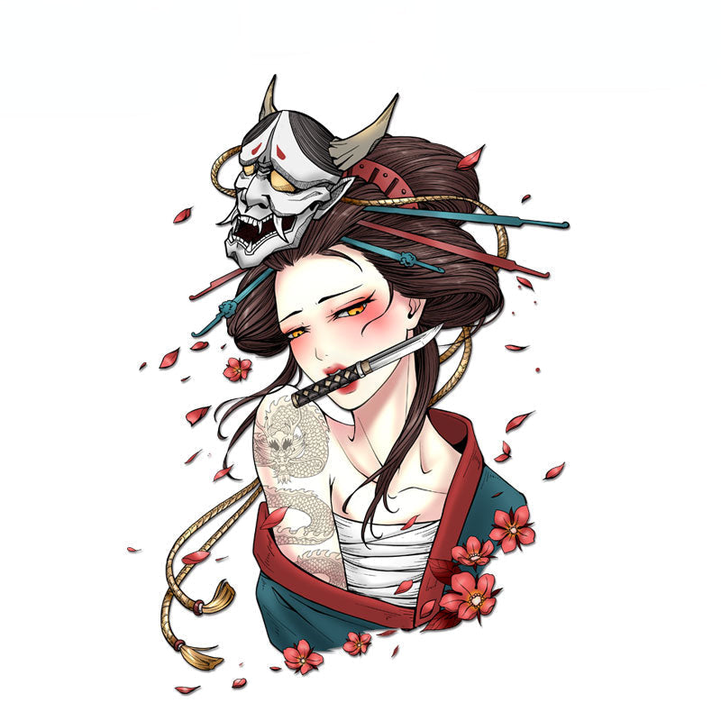 Japanese Geisha 'Demon Mask 3.0' Vinyl Car Sticker