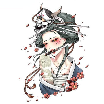 Japanese Geisha 'Demon Mask 4.0' Vinyl Car Sticker
