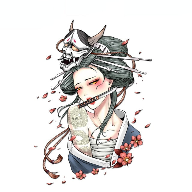 Japanese Geisha 'Demon Mask 4.0' Vinyl Car Sticker
