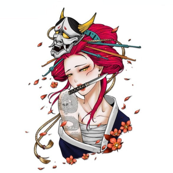 Japanese Geisha 'Demon Mask 2.0' Vinyl Car Sticker