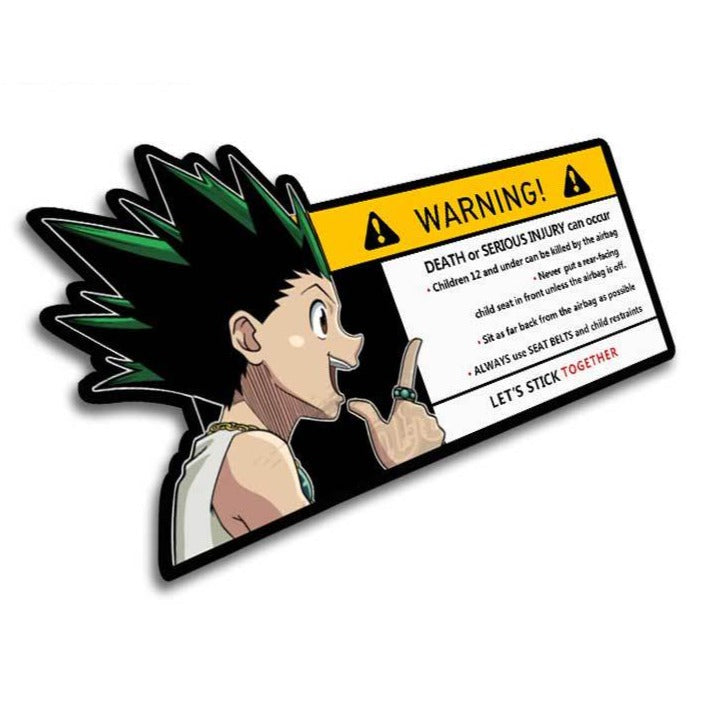 Hunter x Hunter 'Gon Freecss | Warning | Let's Stick Together' Vinyl Car Sticker