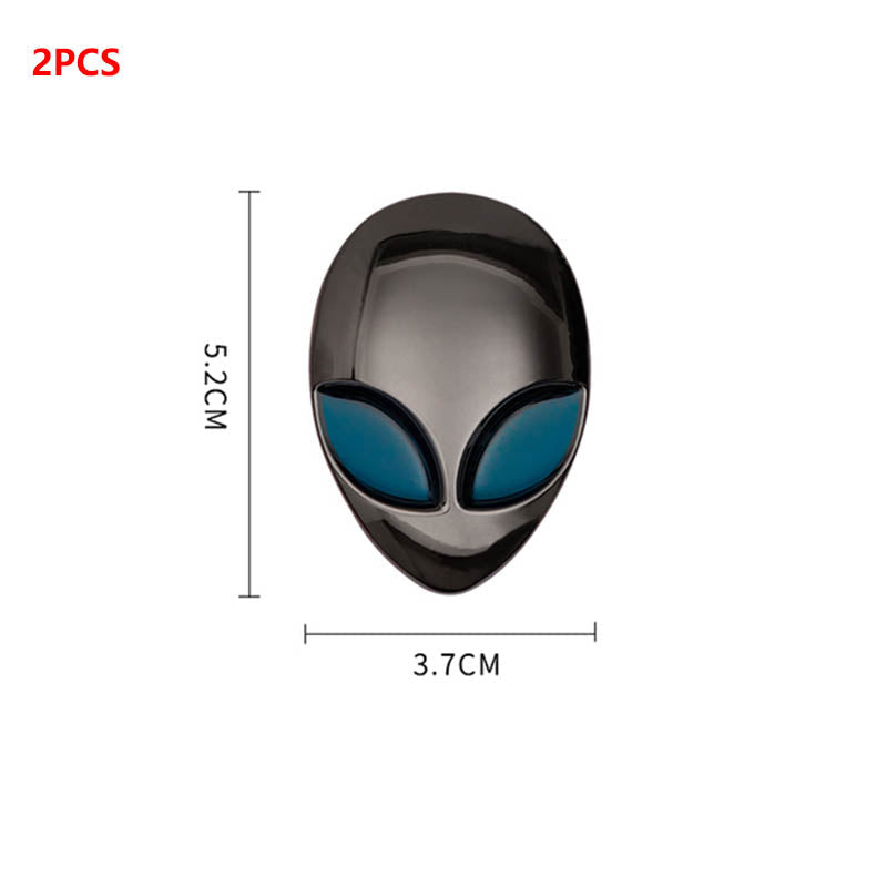 Cool 'Alien Head | Set of 2' Metal Car Sticker