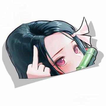 Demon Slayer 'Nezuko | Shadow | F U' Vinyl Car Peeker Sticker
