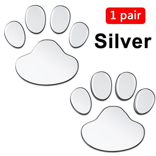 Cute Dog Paws 'Silver' Vinyl Car Sticker