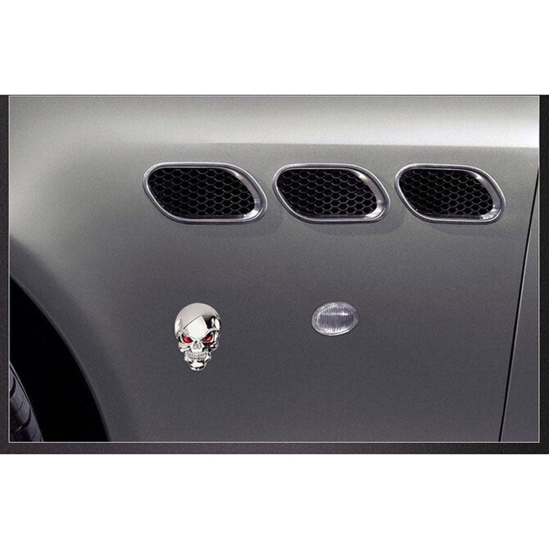 Skull 'Fierce | 2.0 | Set of 2' Metal Car Stickers