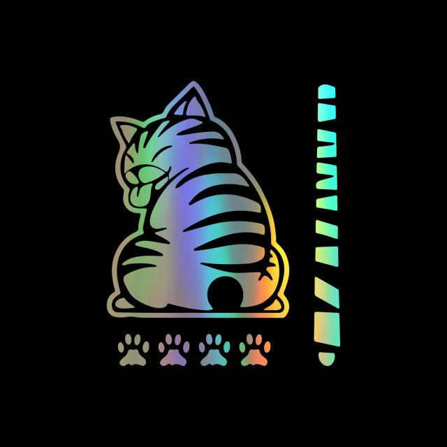 Cute Wacky Cat 'Paws and Tail' Vinyl Car Sticker
