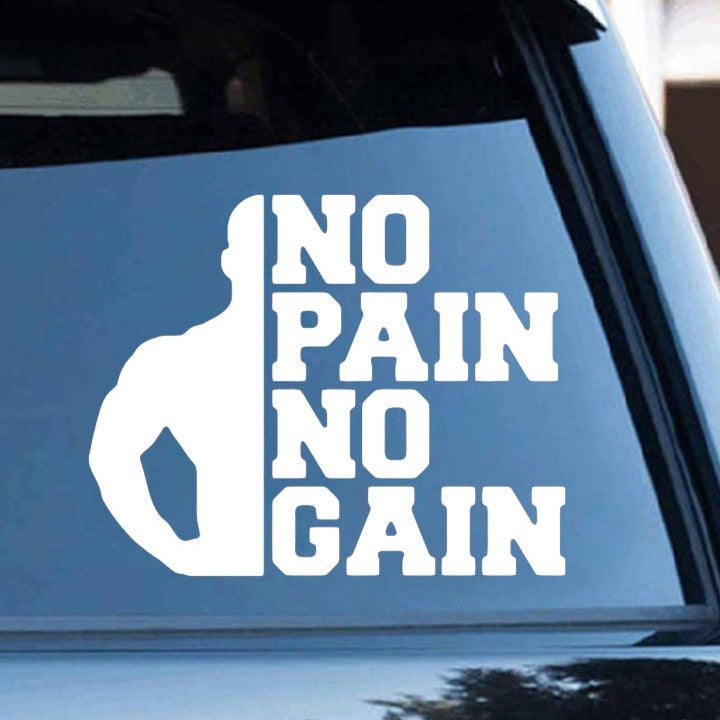 Motivational Quote 'No Pain No Gain' Vinyl Car Sticker