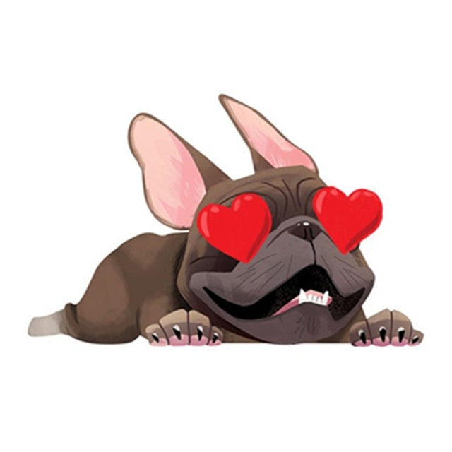 French Bulldog 'In Love' Vinyl Car Peeker Sticker