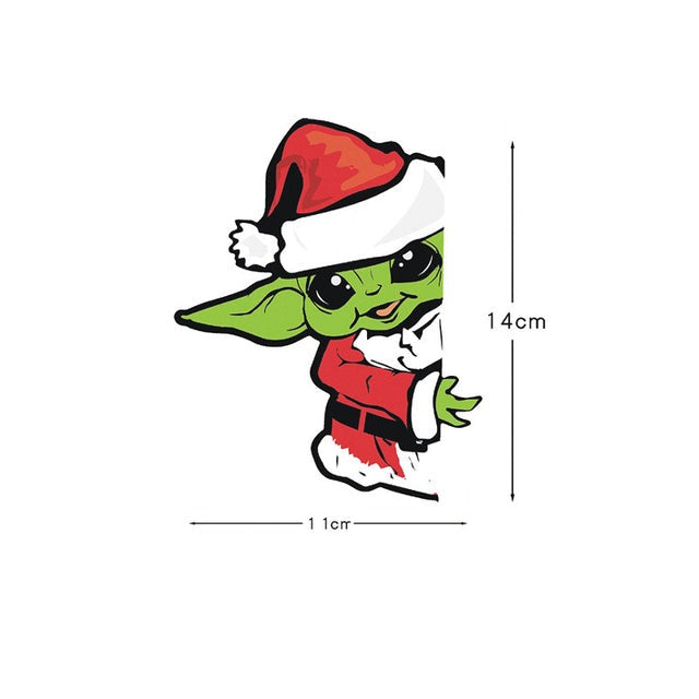 Star Wars 'Baby Yoda Santa | Christmas' Vinyl Car Peeker Sticker