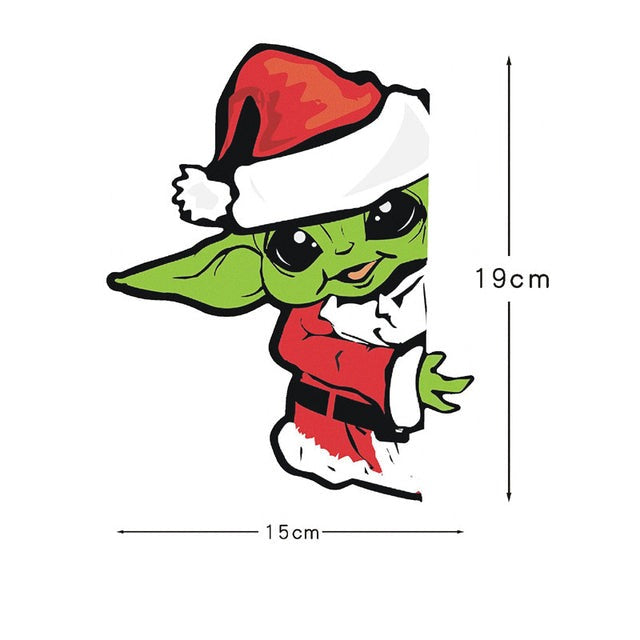 Star Wars 'Baby Yoda Santa | Christmas' Vinyl Car Peeker Sticker